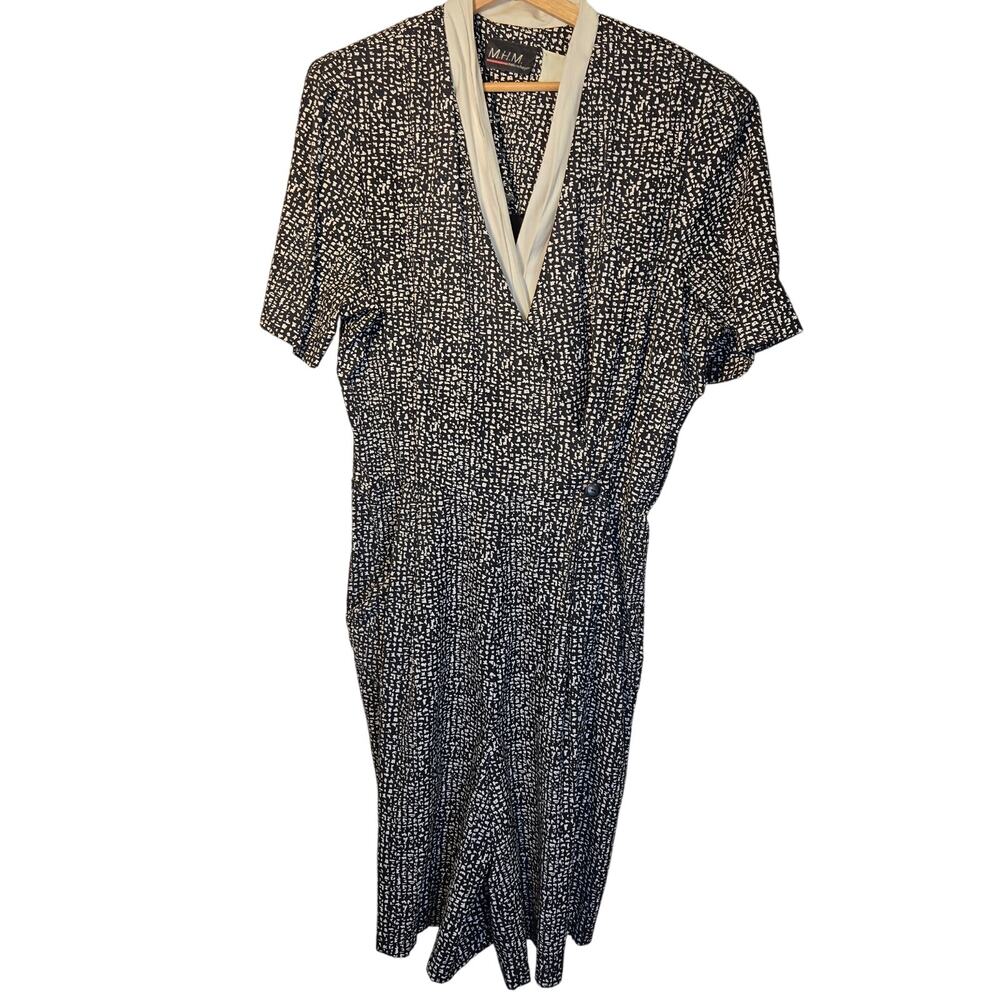 Melissa Harper B&W Print Pantsuit, Size 20W – Chic One-Piece Outfit [0378]